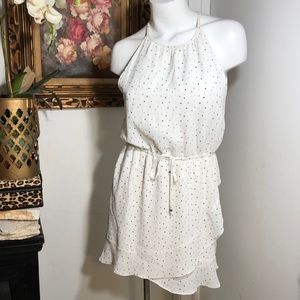 SHILLA White Ruffle Halter Drawstring Dress